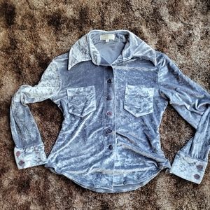 Silver long sleeve shirt size small velour velvet